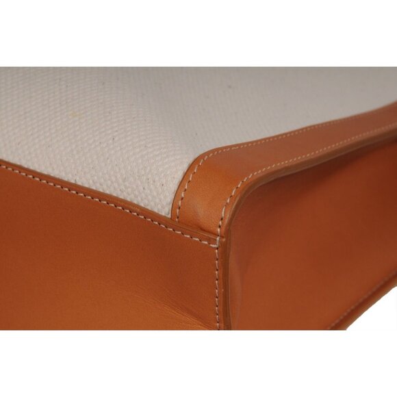 Celine Womens Vertical Cabas Logo Tote Bag Brown Beige Leather Large Travel Bag - Picture 16 of 16